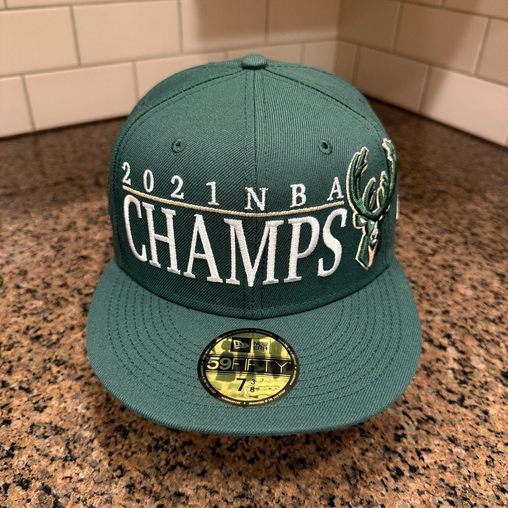 Milwaukee Bucks New Era 59FIFTY 7 3/8 Green 2021 NBA Champs Fitted Hat New